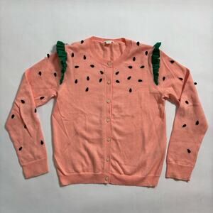 Pink Watermelon Girls J. Crew Crew Cuts Cardigan 12 Novelty Cotton Lightweight